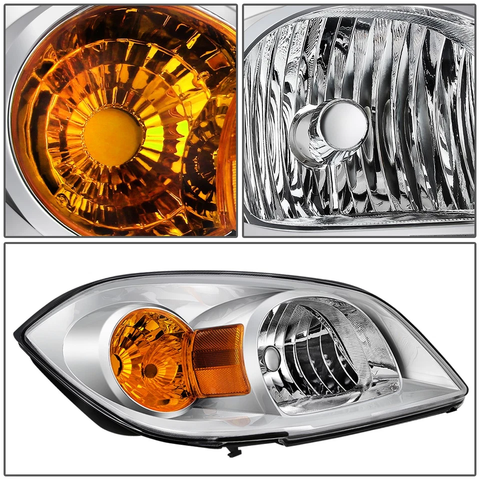 FOR 05-10 CHEVY COBALT PONTIAC G5 CHROME HOUSING AMBER CORNER HEADLIGHT HEADLAMP - Изображение 3 из 4
