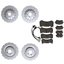 For AUDI RS7 14-18 Set of Front & Rear Vented Drilled Dimpled Disc Brake Rotors
