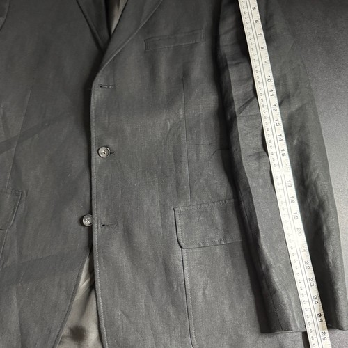 Polo Ralph Lauren Linen 42L Blazer Jacket Sport Coat Made in Italy Black L - Picture 10 of 10