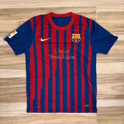 Nike FC Barcelona 2011-12 Home Jersey Qatar Foundation Eduving 76 Blue Red M - Image 1 of 4