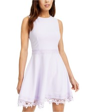 B. DARLIN Womens Lace Trim A-line Dress, purple, Juniors, 9/10
