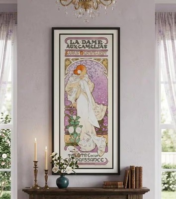 Alphonse Mucha Lady of the Camelias Framed Art Print Nouveau Vintage Poster Deco