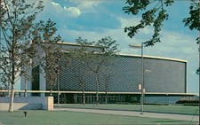 Henry and Edsel Ford Auditorium Postcard Detroit Michigan Handwritten