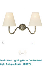 Double David Hunt wall lights for  indoor use in antique brass.