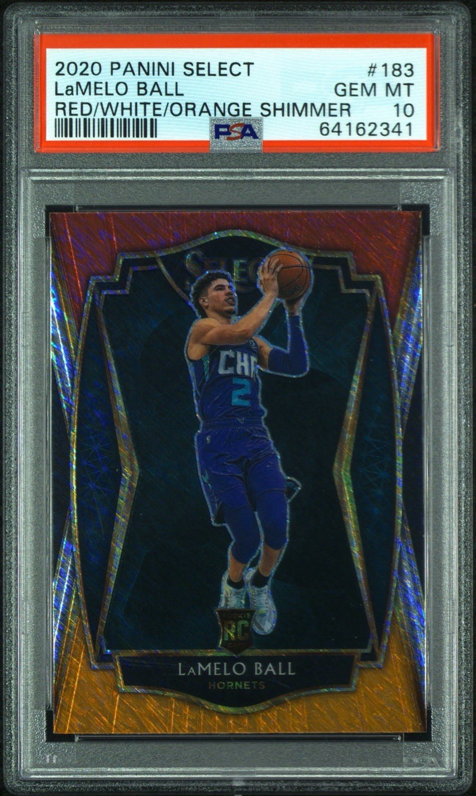 2020-21 Select LaMelo Ball RC Red White Orange Shimmer Premier #183 PSA 10