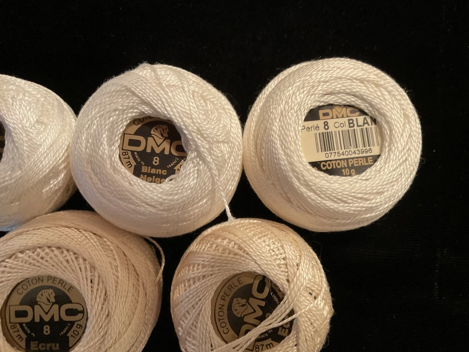 DMC Cotton Perle Thread Lot of 5 Size 8 Made in France 10g Shades of White - Image 3 of 4