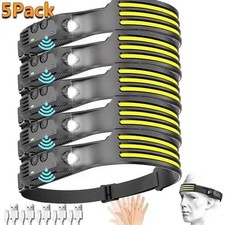 1-5 COB LED Headlamp USB Rechargeable Headlight Bar Head Band Torch Work Light