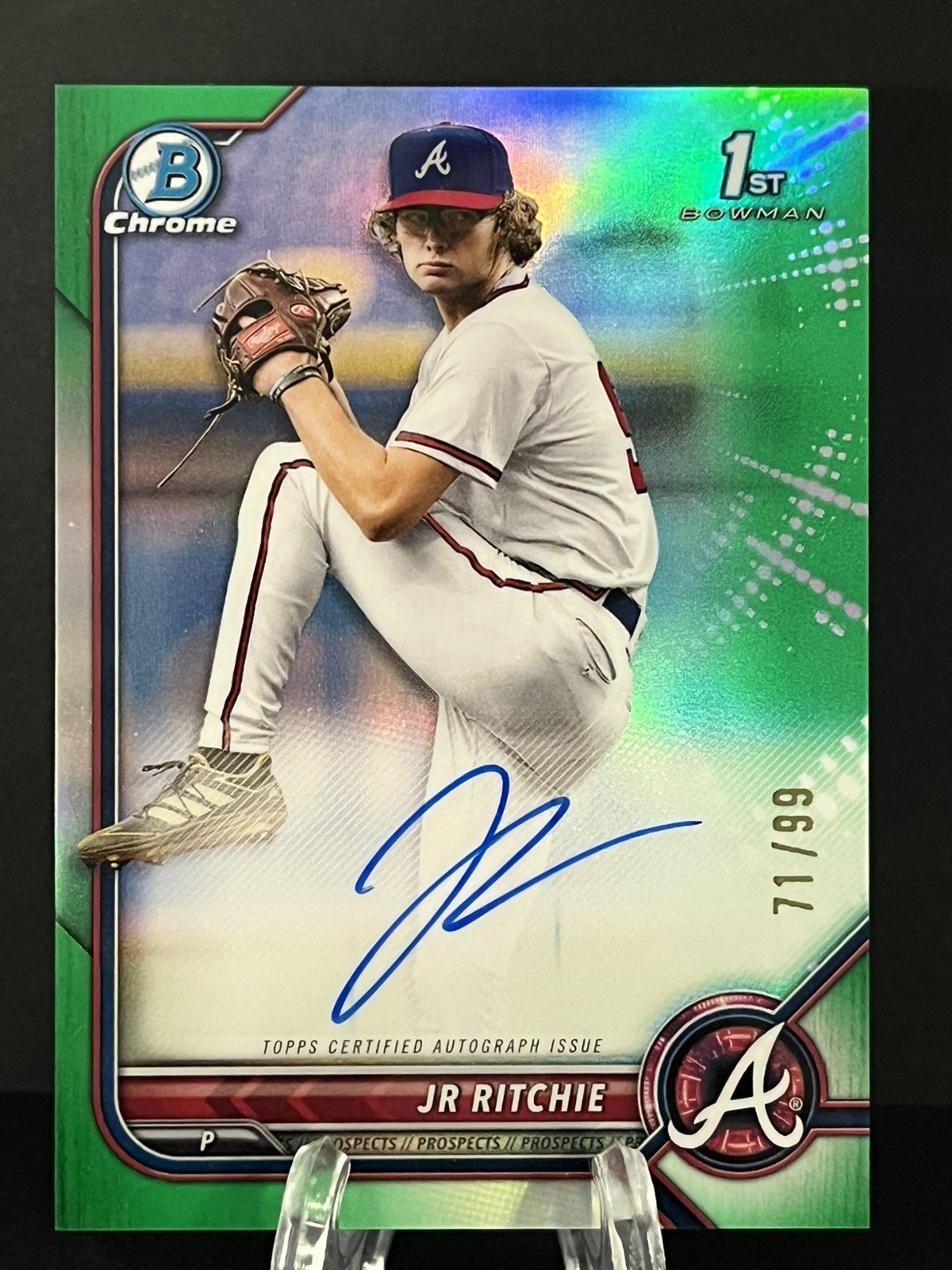 2022 Bowman Draft Chrome JR Ritchie Green Refractor Auto /99 Braves 1st Bowman 
