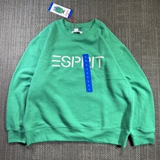 Esprit Costco 80s Crewneck Sweatshirt Women L Logo Fleece Green Viral Nostalgic