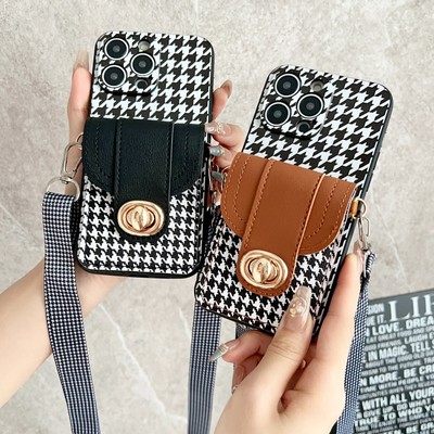 For Huawei Honor Case Crossbody Wallet Card Holder Girls Phone Cover +Lanyard