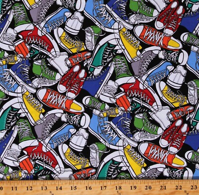 Cotton Converse High Top Shoes Clothing Multicolor Fabric Print by Yard D769.67