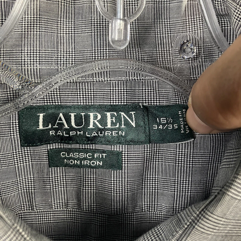 Camisa Ralph Lauren Calce Clásico Para Hombre L 16 34/35 Gris Abotonada Cuadros Preppy Foto 4 de 4