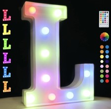 Light Up Colorful LED Marquee Letter lights, 18 Colors Changing Alphabet Lett...
