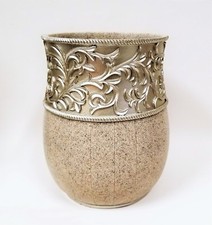 NEW LUXURY 3D GOLD IVY PATTERN & BEIGE RESIN TRASH CAN,WASTE BASKET