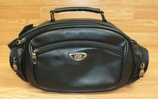 Genuine icon Black Leather Camcorder  Accessory Bag - Multi Pockets w/ Strap