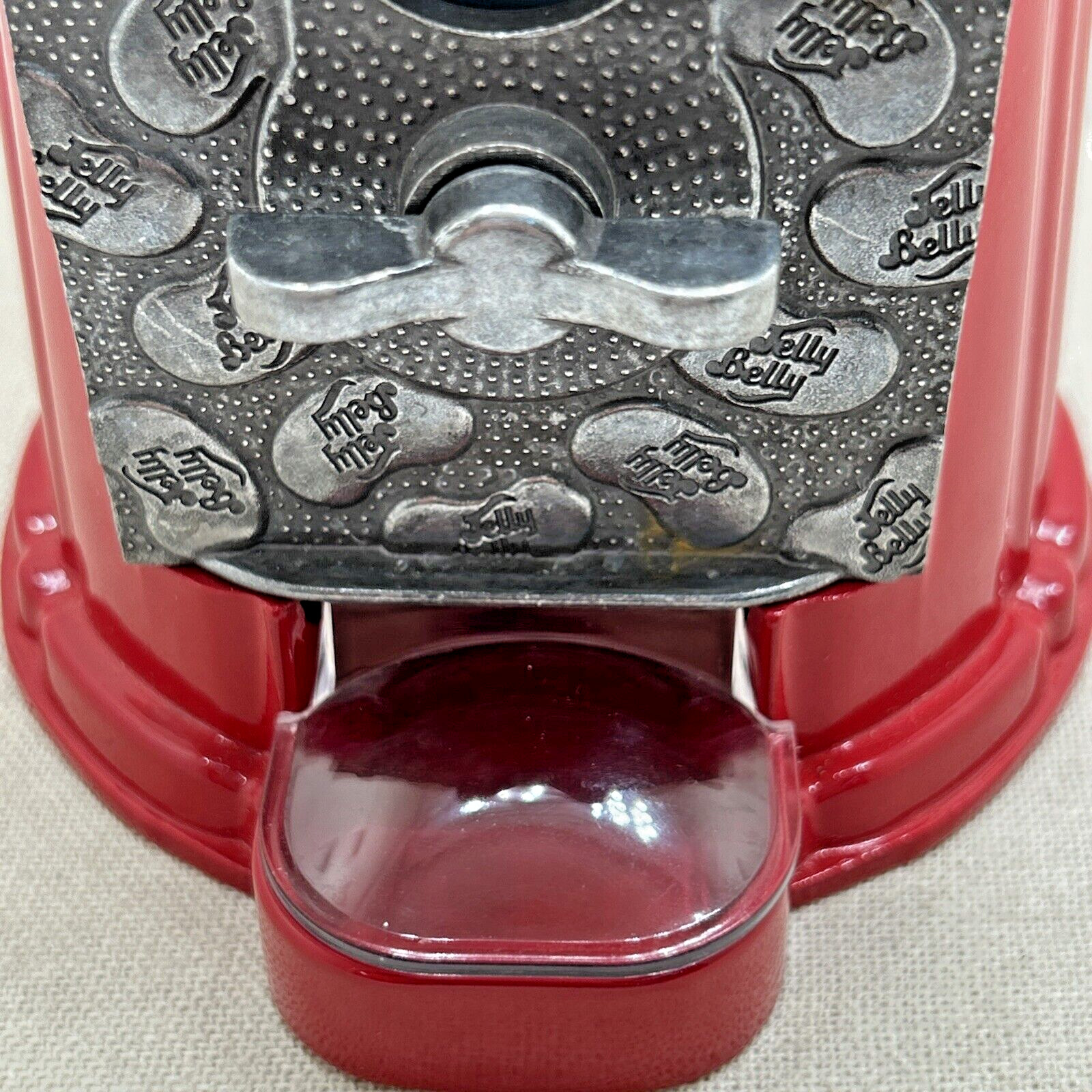 Jelly Belly Bean Dispenser Coin Operation Metal Glass Gumball Machine Bank VTG