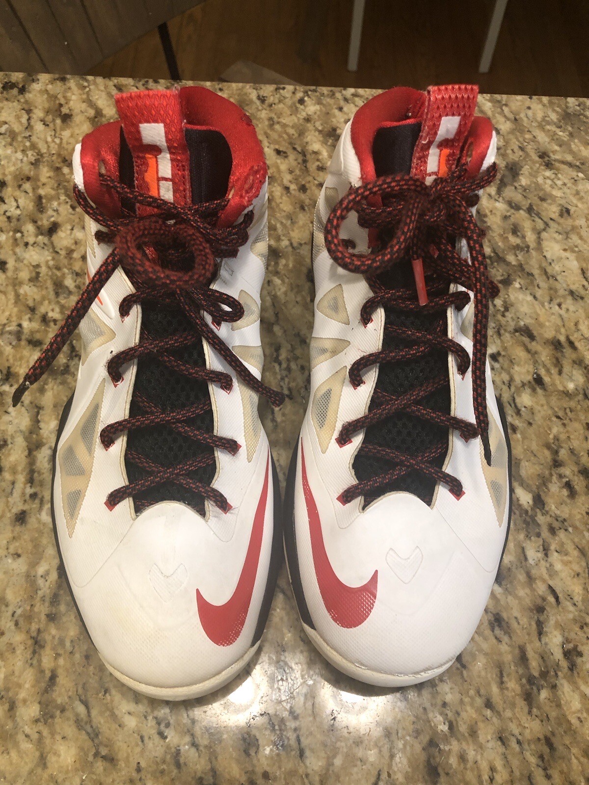 Nike Lebron James X 10 Home Heat High Top Shoes White Red Orange