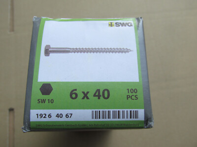 Schlüsselschrauben Sechskant 6x40mm verzinkt 100Stück / ContPal2aK2#