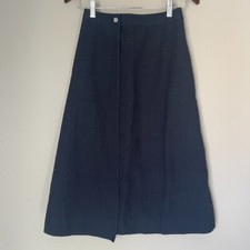 THOM BROWNE Midi Skirt Womens Size Small Blue A Line Cotton Minimalist