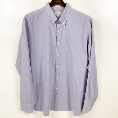 J Crew Men s Button Down Long Sleeve Shirt Purple XL 17-171/2 Neck 2 Ply Cotton