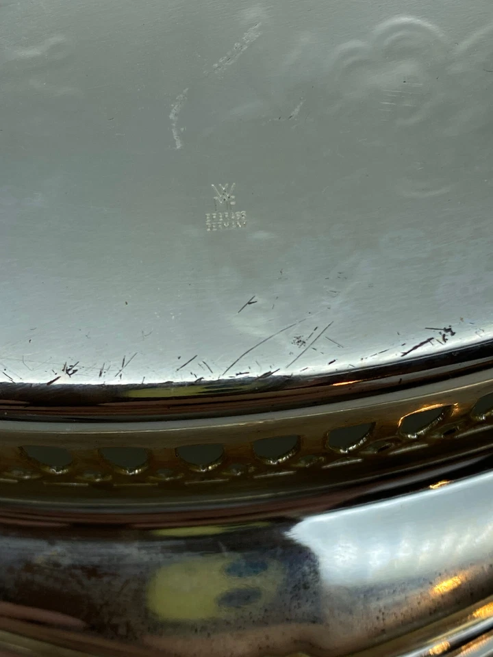 WMF versilbertes Tablett 50er Jahre Durchmesser ca. 33 cm Höhe ca. 4 cm - Bild 4 von 4