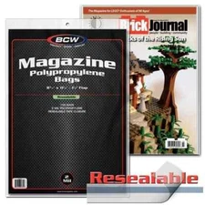 50 pack BCW Magazine Bags Resealable Poly Sleeves Protectors Acid Free Archival