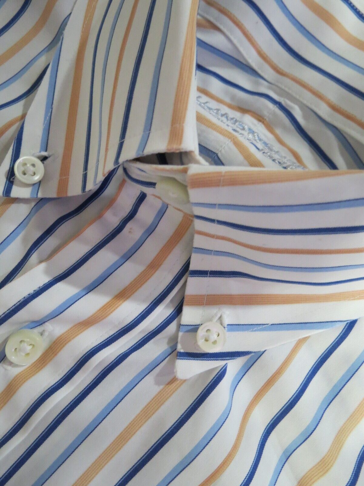 FILA Camicia abito Holland Sherry Savile Row London bianco giallo blu a righe 16 1 2