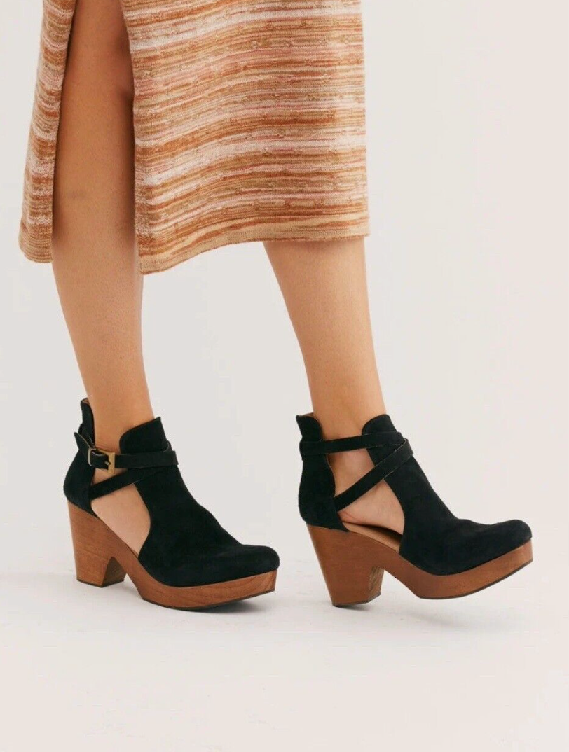 NEW $198 Free People Cedar Clog Platform Crisscross Black