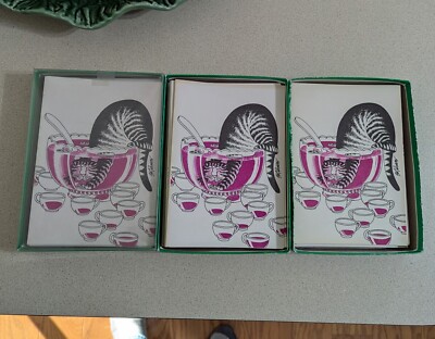Lot 50 Vintage 1979 B. KLIBAN Catcards Christmas CAT IN PUNCH BOWL Box Envelopes