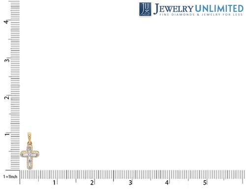 Baguette Cross 1/3 CT Real Diamond Pendant 10K Yellow Gold 1" - Picture 4 of 4