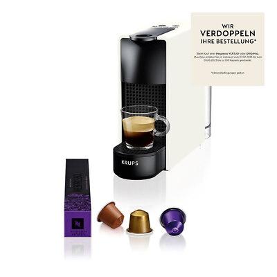 Krups XN1101 Essenza Mini Nespresso Kaffeemaschine Kapselautomat Weiß