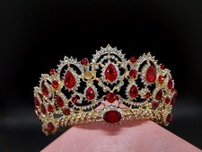 Queen Of Valentines Day Red  Gold Color Tiara  Regal Design Missing 1 Stone