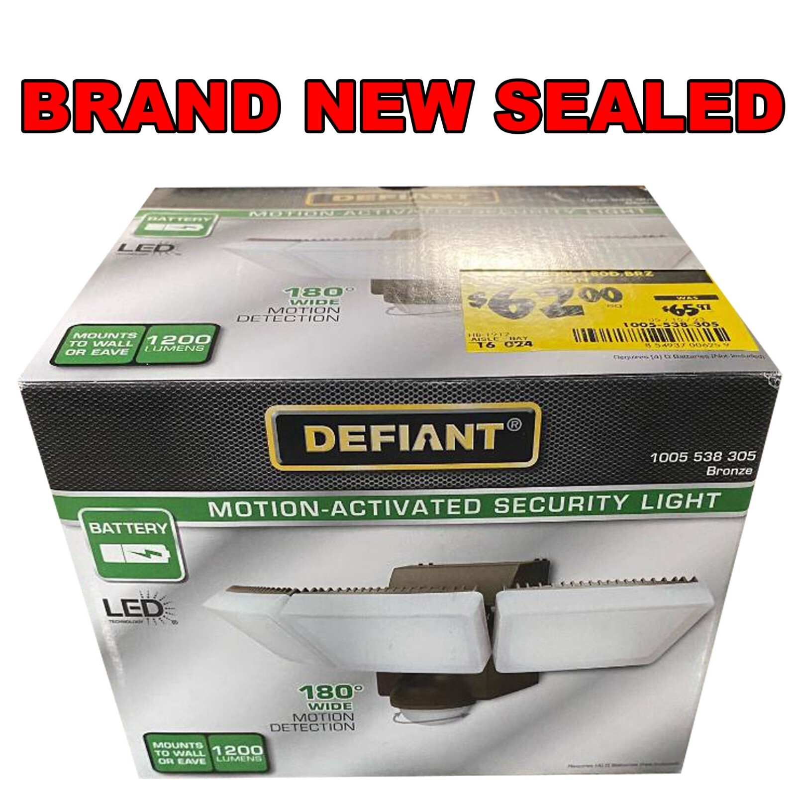 Defiant Motion Activated Security Light Battery Powered LED 120 Lumen