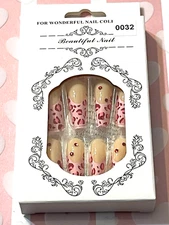 For Wonderful Nail Collection NUDE with PINK FRENCH TIP & CHEETAH DETAIL, STONES