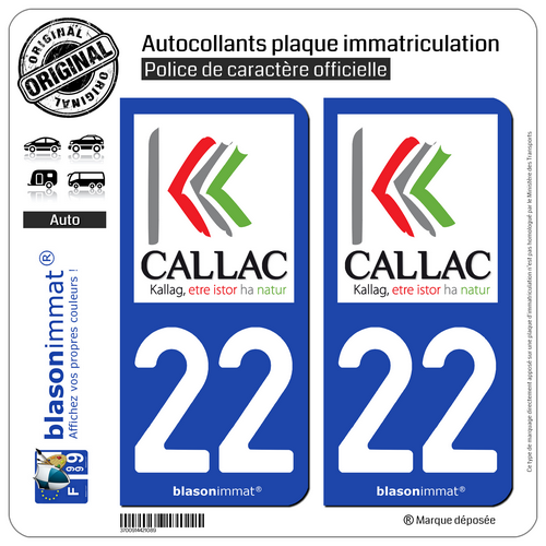 2 Stickers autocollant plaque immatriculation : 22 Callac - Ville - Picture 8 of 9