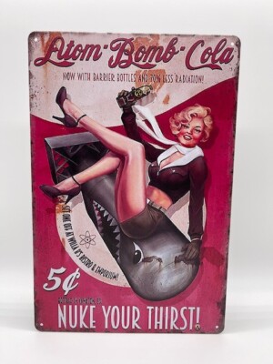 Blechschild Atom Bomb Cola 20x30cm Nostalgie Retro Reklame Vintage Deko Geschenk