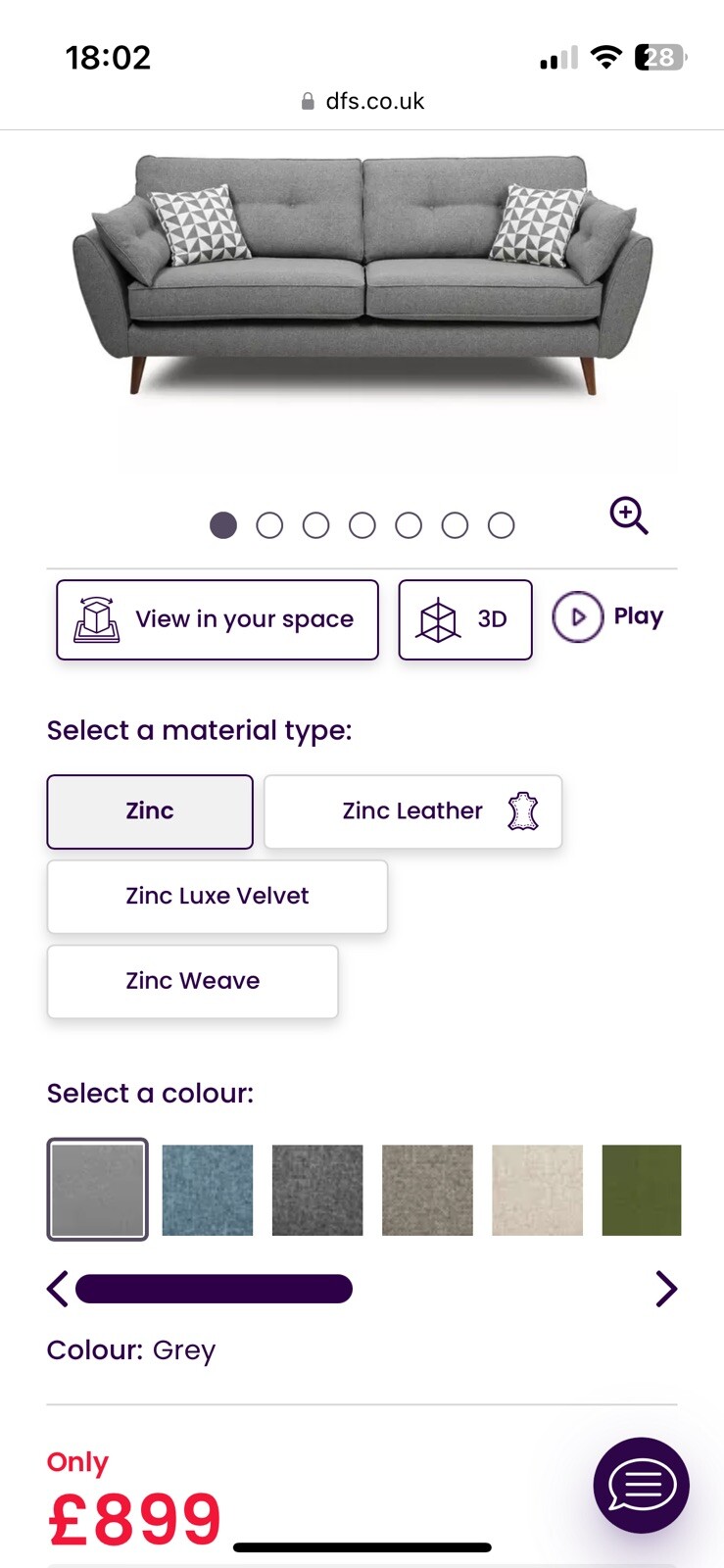 DFS Zinc Sofa And Cuddle Chair eBay