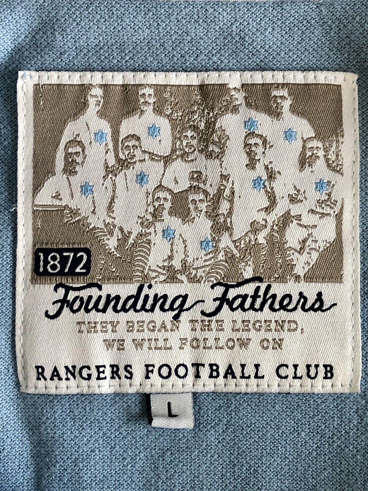 Glasgow Rangers Polo Shirt The Founding Fathers Blue Star 1872 Men's Size L / XL