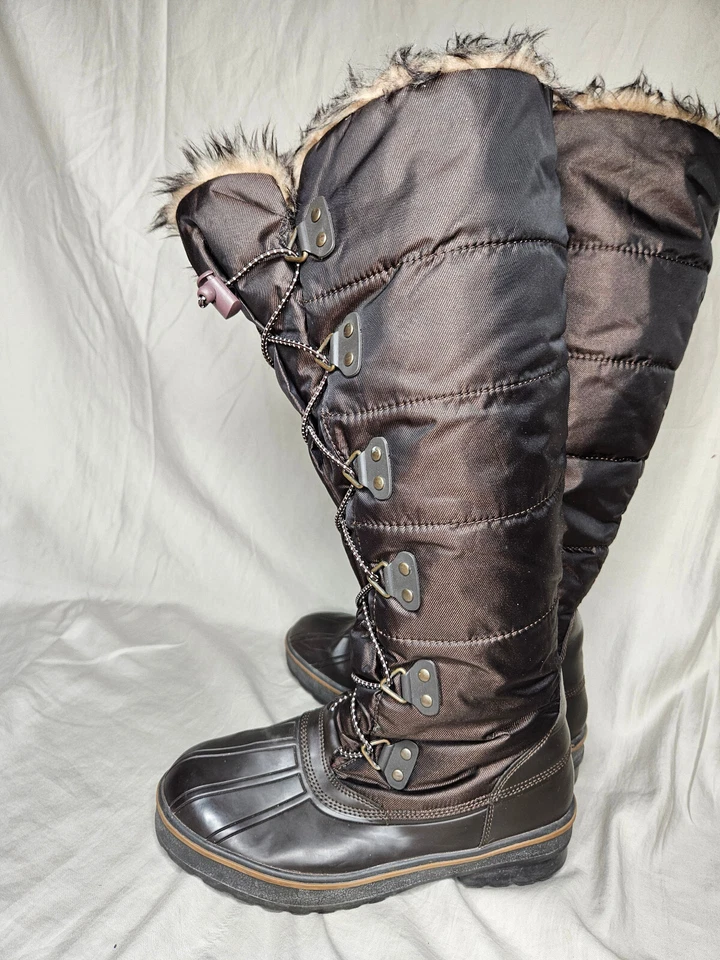 ALDO Snow Rain Duck Boots Womens EUR 39 US 8.5 Brown Faux Fur Trim Fleece Lined - Image 4 of 4