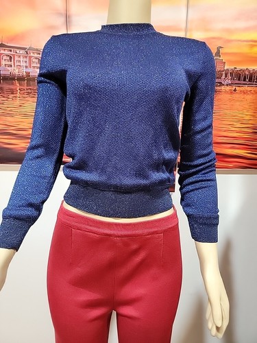 MSGM Milano Metallic Blue XS knit Blue Women's Pullover Sweater #3