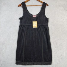 Juicy Couture Choose Juicy Tank Dress Womens Large Black Velvet Crochet Lace NWT