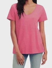 Splendid Women's Short Sleeve V-Neck T-Shirt, Pink, Small