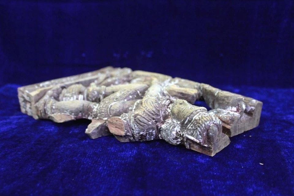 Panel Meenakshi tallado en madera antiguo vintage decoración del hogar coleccionable Foto 4 de 4