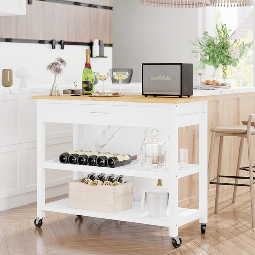 Kitchen Island Cart with Storage,Rolling Kitchen Island Side Table on Wheels wit