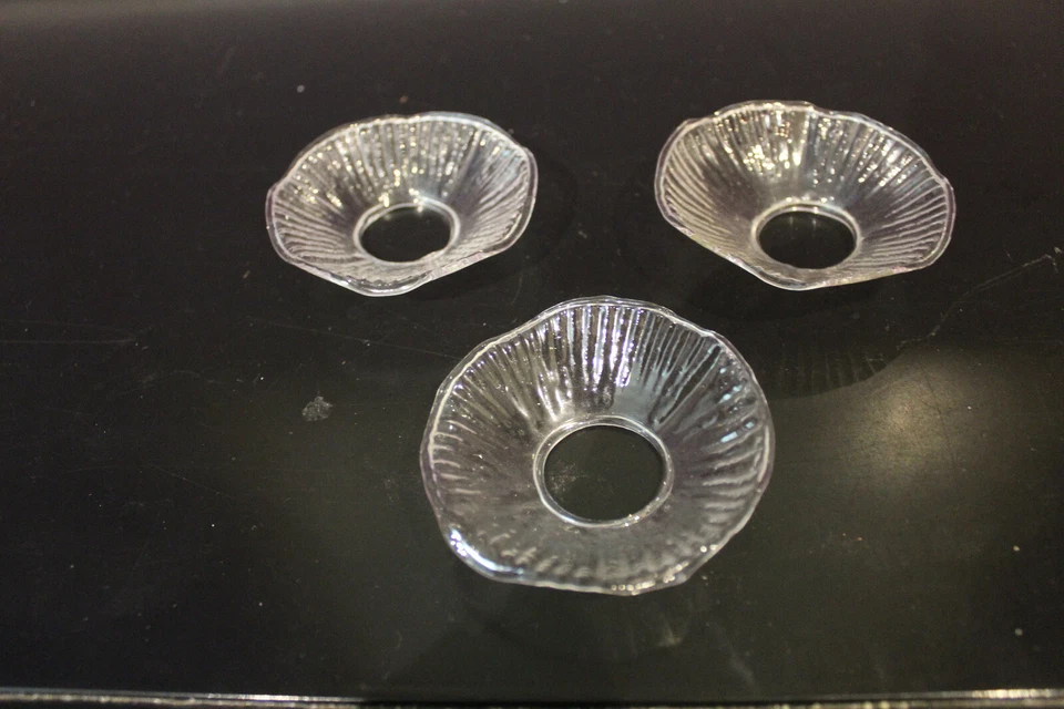 3 ANILLOS DE CERA DE VELA BOBECHE DE VIDRIO TRANSPARENTE CON BORDE PRENSADO Foto 2 de 4