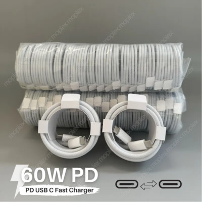 60W USB-C to USB-C Cable Fast Charger Lot PD Nylon Cord For iPhone 15 Samsung LG
