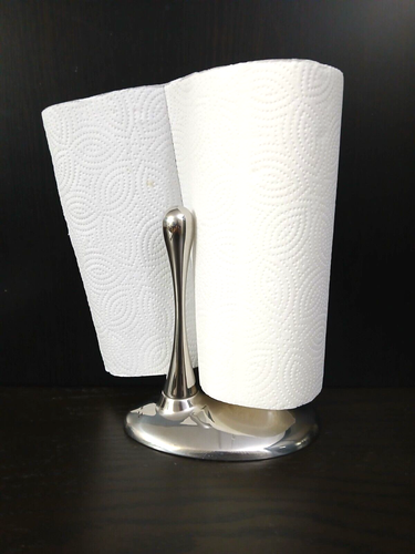 Art Paper Towel Holder Two Droplets Shape Stainless Steel Wall Mountable - Picture 3 of 5