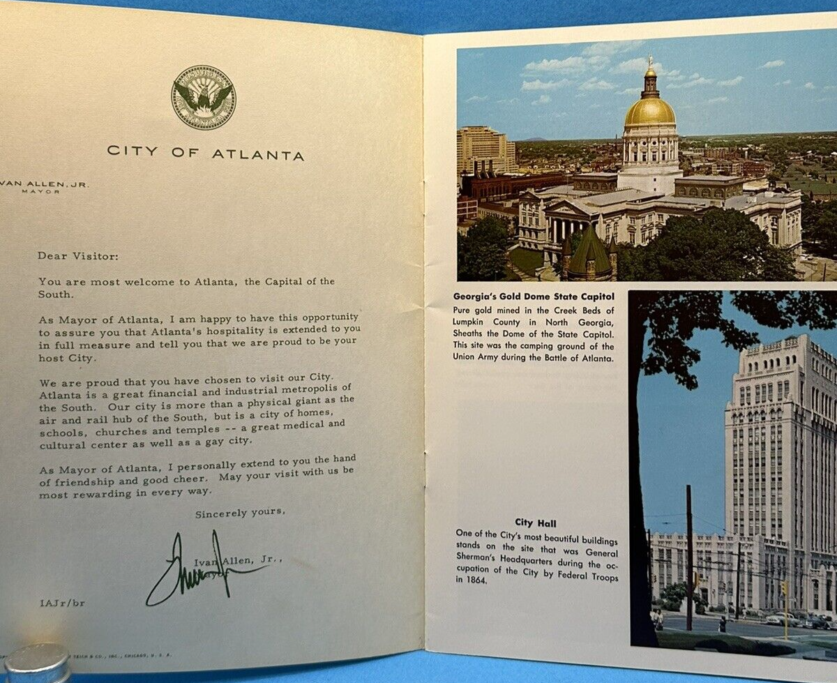 Atlanta Tourist Ad Promo Travel Booklet Mayor Allen Letter Pictures ...