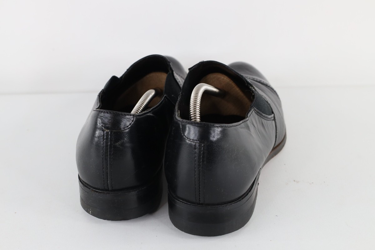 Vintage 70s Stacy Adams Mens 12 D Leather Brogue Toe Cap Slip On Shoes Black USA Vintage Stacy Adams Black Leather Cap Toe Oxfords - Men main image 2