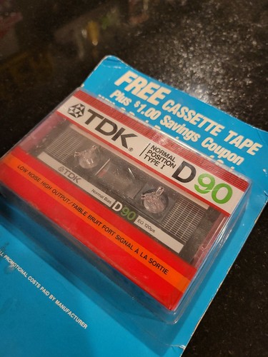 Cinta de casete vintage 1985 TDK D90 posición normal tipo 1 nueva sellada envío gratuito - Imagen 3 de 3